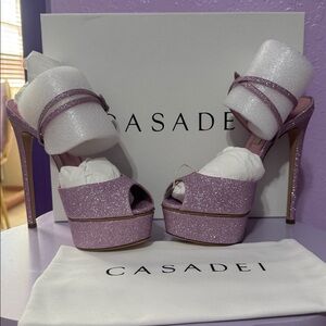 Casadei Sparkling Pink Platform Heels